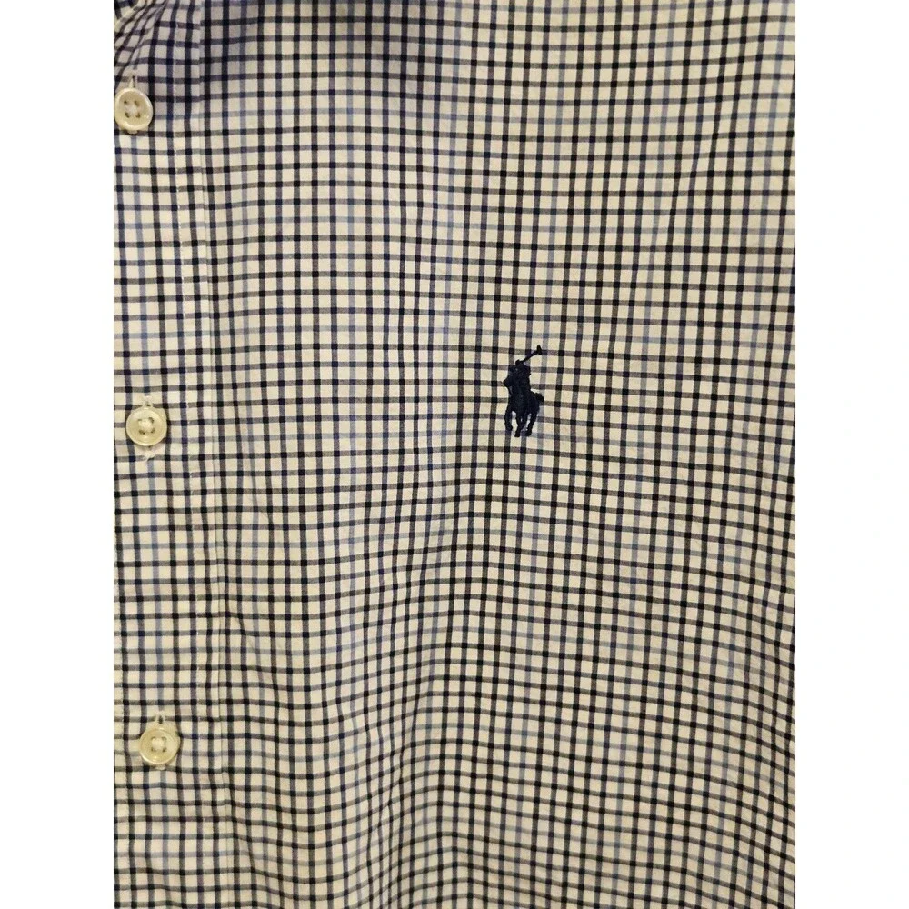 Polo Ralph Lauren Shirt Mens XXL Blue White Check Short Sleeve Button Down Pony